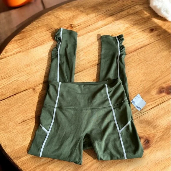 Free People Olive Green High-Waisted Leggings - Picture 3 of 15